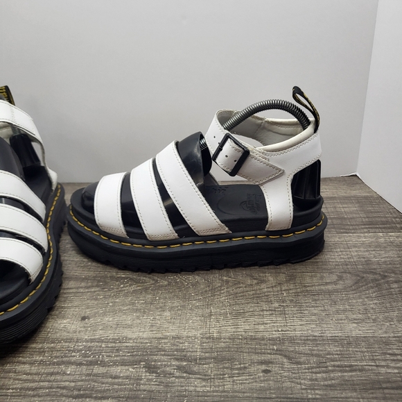 Dr. Martens Blaire White Platform Slide / Sandals 3 Straps Womens Size 8 - Picture 2 of 9
